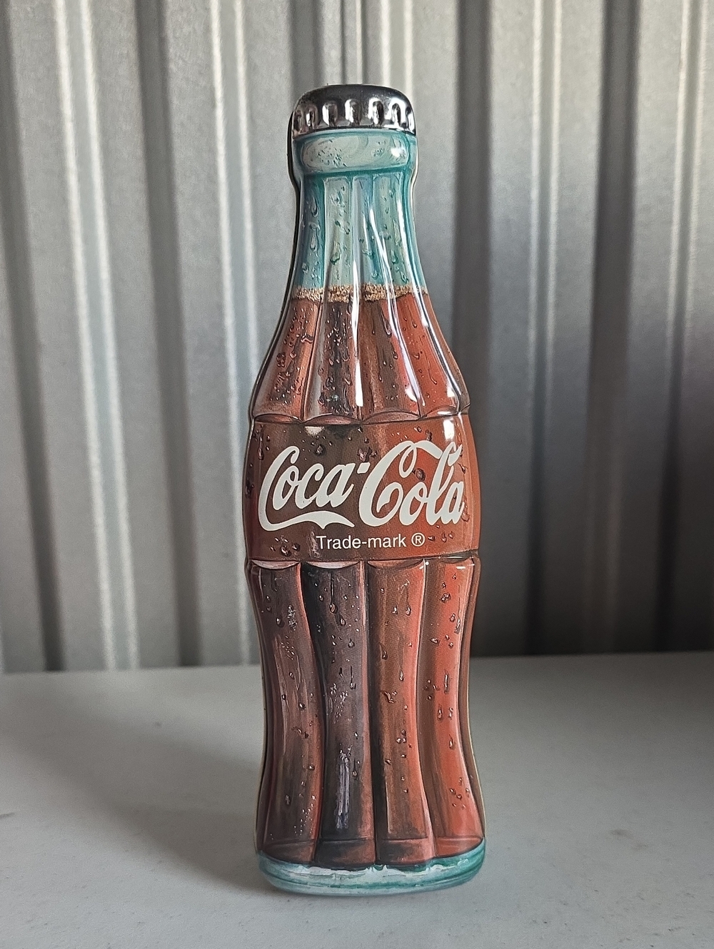Coca-Cola Tin Bottle Figurine - Brown & Teal Accents